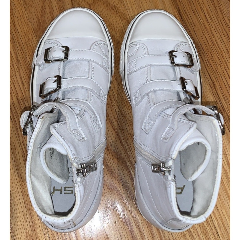 ASH Women's Leather High Top Sneakers Multi-Buckle Side Zip White Sz EU 35 US 5 - Picture 6 of 8